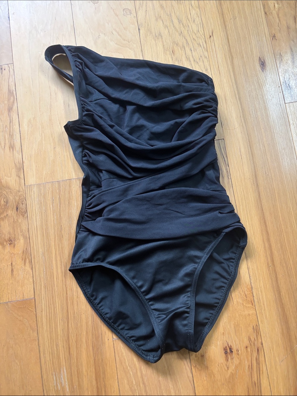 Miraclesuit one shoulder black swimsuit size 6.